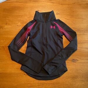 Black and hot pink Under Armour Quarter Zip Fitted Top